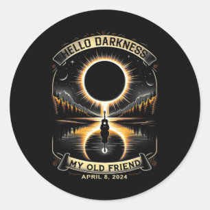 Pegatina Redonda Hola oscuridad Mi viejo amigo Eclipse solar 8 de a