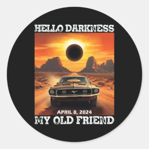 Pegatina Redonda Hola oscuridad Mi viejo amigo Eclipse solar Abril 