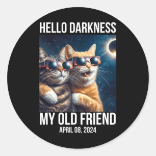 Pegatina Redonda Hola oscuridad Mi viejo amigo Eclipse solar Abril