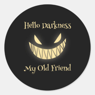 Pegatina Redonda Hola oscuridad Mi viejo amigo Scary Pumpkin