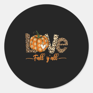 Pegatina Redonda Hola Otoño Calabaza Amor Otoño Ustedes Día de Acci