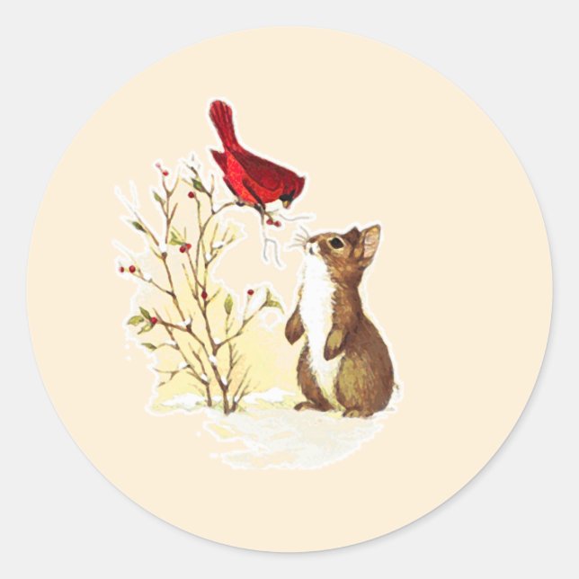 Pegatina Redonda Hola pegatinas de conejito (Anverso)