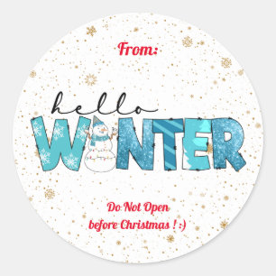 Pegatina Redonda Hola Personalizar Winter Snowman