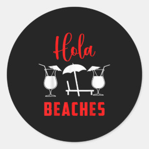 Pegatina Redonda Hola Pineapple Soda Chica En Las Playas De Sunset