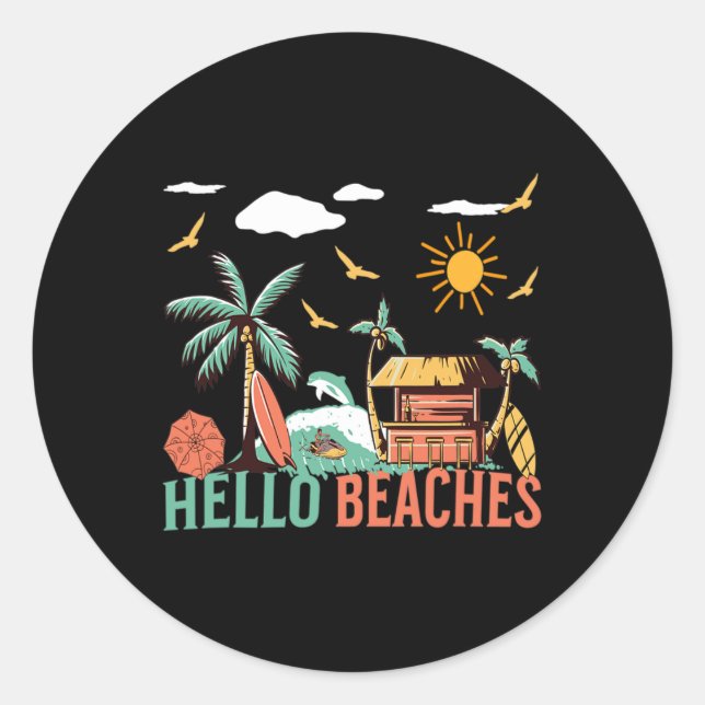 Pegatina Redonda Hola Playas Hola Summer Good (Anverso)