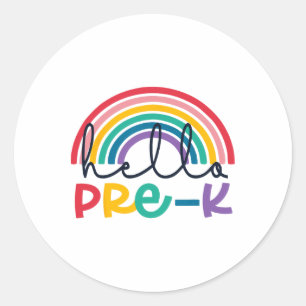 Pegatina Redonda Hola Pre-k Rainbow Ck Maestro Estudiante De Primar