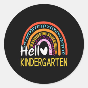 Pegatina Redonda Hola, profesor de kindergarten de vuelta a la escu