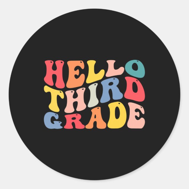 Pegatina Redonda hola profesor de tercer grado de vuelta a la escue (Anverso)