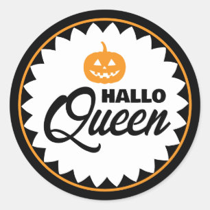 Pegatina Redonda Hola Queen Halloween 