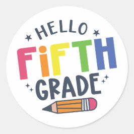 Pegatina Redonda Hola quinto grado de regreso a clases