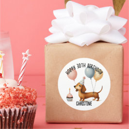 Pegatina Redonda hola salchicha perro dachshund perro amante cumple