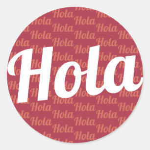 Pegatina Redonda Hola saludo