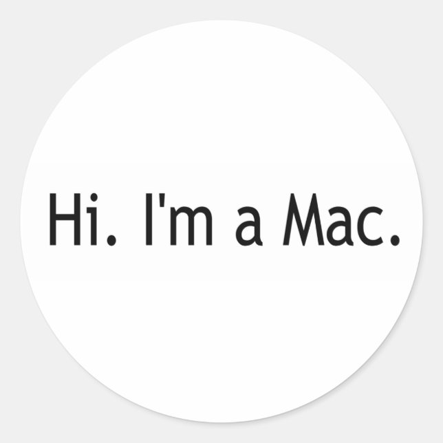 Pegatina Redonda Hola, Soy Mac. (Anverso)