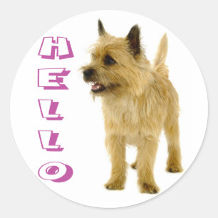 Pegatina Redonda Hola Stickers de saludo para cachorros de Terrier 
