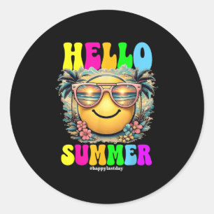 Pegatina Redonda Hola Summer Boy Chicas El Último Día De La Escuela