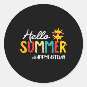 Pegatina Redonda Hola Summer Feliz El Último Día Del Colegio De Mae