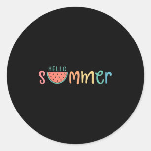 Pegatina Redonda Hola Summer Vacation Watermelon Gift