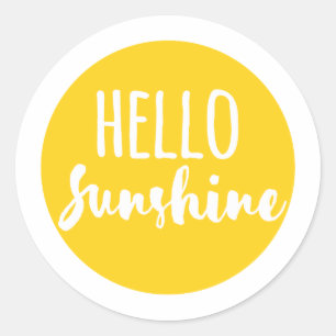 Pegatina Redonda Hola Sunshine