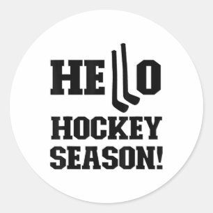 Pegatina Redonda Hola Temporada de Hockey Doble Palos de Hockey Hoc