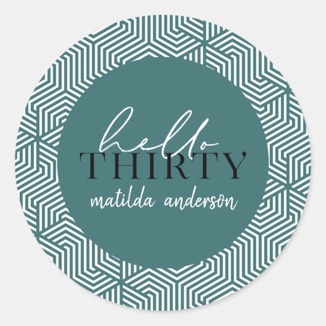 Pegatina Redonda Hola treinta pegatinas de 30 años (Anverso)