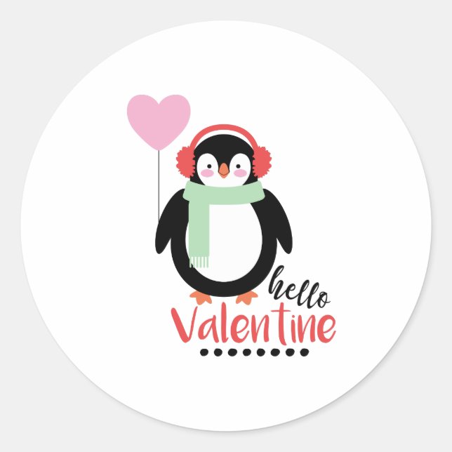 Pegatina Redonda Hola Valentine (Anverso)