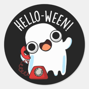 Pegatina Redonda Hola-ween divertido chiste de fantasma oscuro BG
