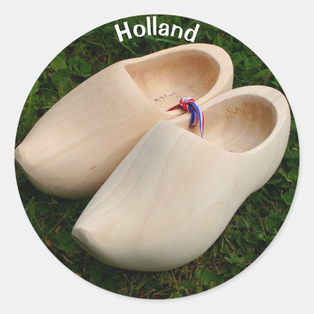 Pegatina Redonda Holanda: Coágulos de madera holandeses (Anverso)