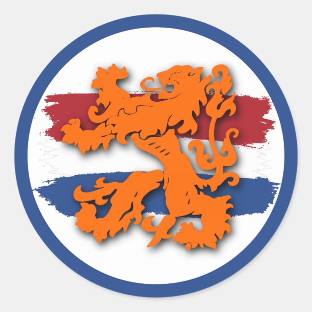 Pegatina Redonda Holanda, equipo de leones del Naranja de bandera a (Anverso)