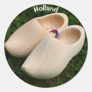 Pegatina Redonda Holanda: Estorbos de madera holandeses