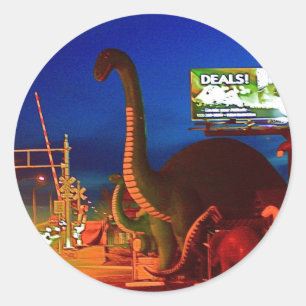 Pegatina Redonda Holbrook Dinosaurs-Rte 66