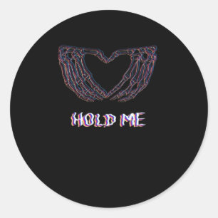 Pegatina Redonda Hold Me Classic - Skeleton Hand Heart