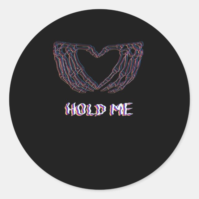 Pegatina Redonda Hold Me Classic - Skeleton Hand Heart (Anverso)