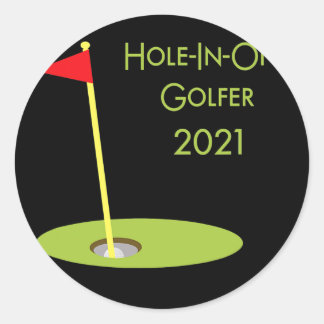 Pegatina Redonda Hole In One Golfer 2021 Golf Hole In One Golfing 