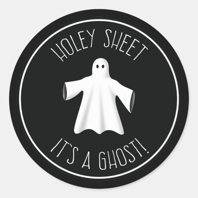 Pegatina Redonda Holey Sheet It's A Ghost - Funny Halloween (Anverso)