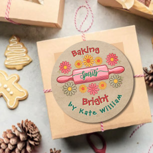 Pegatina Redonda Holiday Baking aguardientes de brillante papel de
