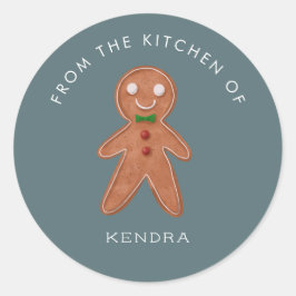 Pegatina Redonda Holiday Baking Gingerbread Man