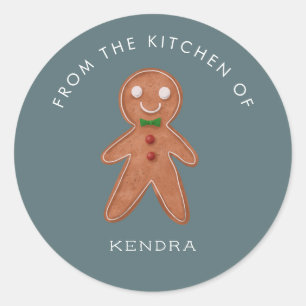 Pegatina Redonda Holiday Baking Gingerbread Man