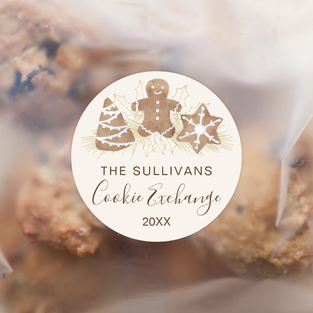 Pegatina Redonda Holiday Cookie Exchange Party (Subido por el creador)