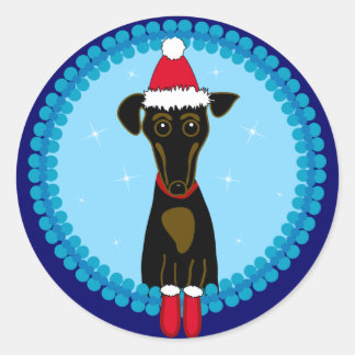 Pegatina Redonda Holiday Dachshund