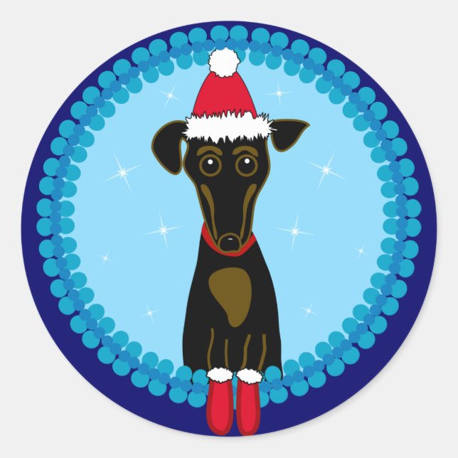Pegatina Redonda Holiday Dachshund (Anverso)