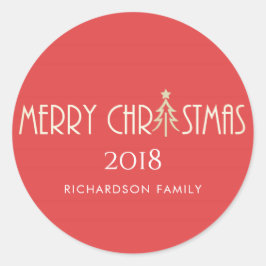 PEGATINA REDONDA HOLIDAY DE DOODLE DOODLE FESTIVAY DE NAVIDAD ROJA