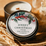 Pegatina Redonda Holiday Holly Christmas Sticker<br><div class="desc">¡Usa este encantador pegatina en bolsas de regalo,  sobres para envolver regalos o cualquier otra cosa que necesites! ¡Fácil de editar!</div>