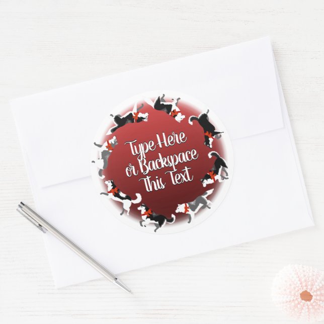 Pegatina Redonda Holiday Husky Stickers Custom Sled Dog Stickers (Sobre)