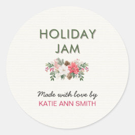 Pegatina Redonda Holiday Jam Label | Christmas Canning Sticker
