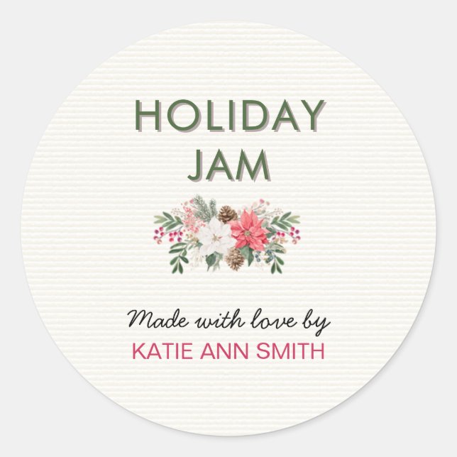 Pegatina Redonda Holiday Jam Label | Christmas Canning Sticker (Anverso)