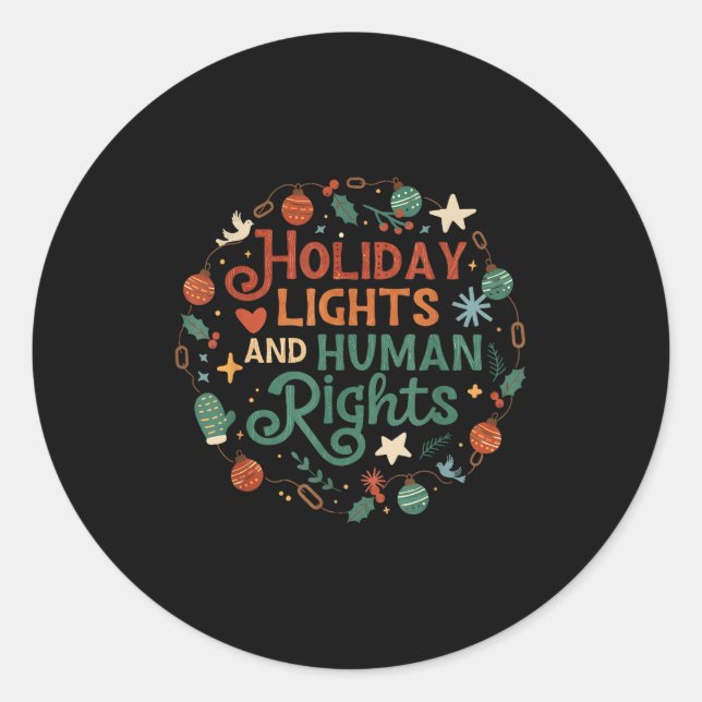 Pegatina Redonda Holiday Lights And Human Rights  (Anverso)