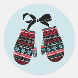 Pegatina Redonda Holiday Mittens Warm Wiers Christmas Sticker