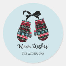 Holiday Mittens Warm Wiers Christmas Sticker
