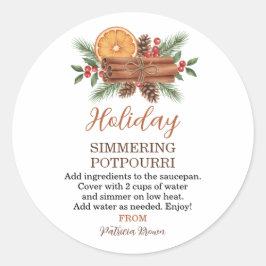 Pegatina Redonda Holiday Simmering Potpourri Personalized
