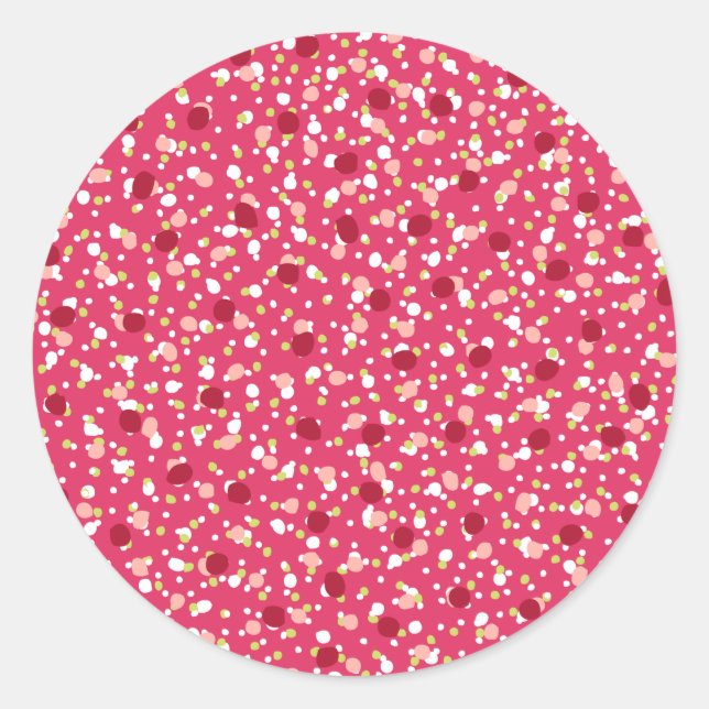 Pegatina Redonda Holiday Sprinkles Hot Pink Sticker (Anverso)